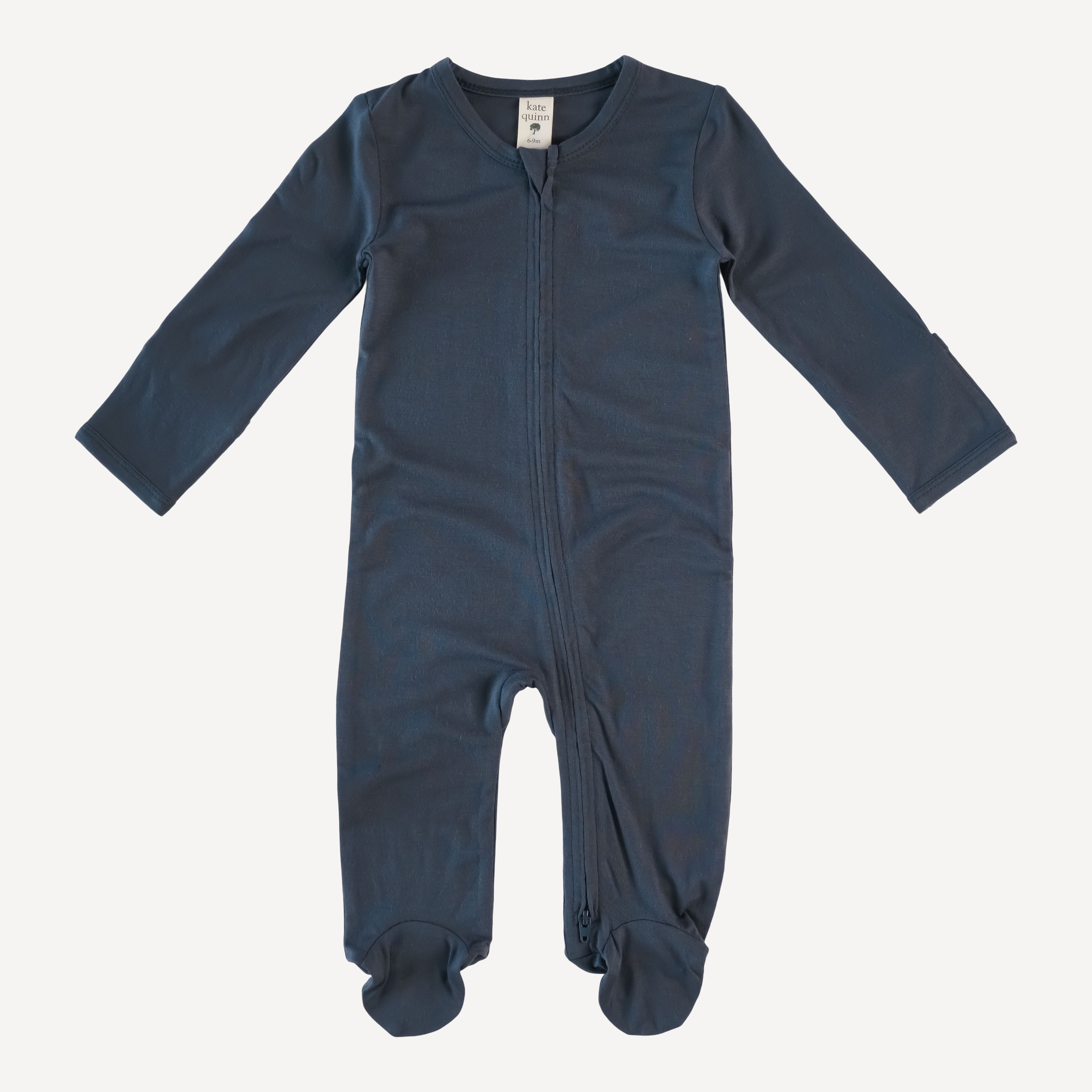 long sleeve zipper footie | ink blue | lenzing modal – kate quinn