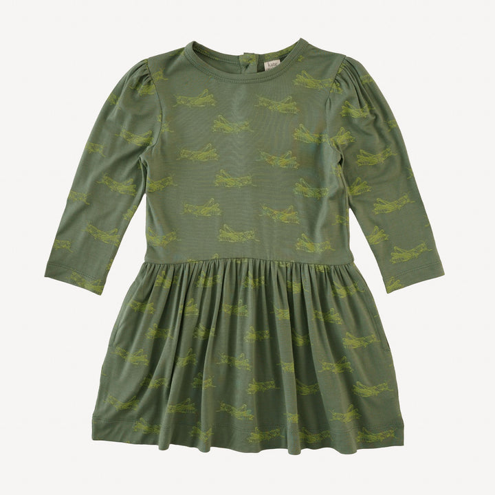 long puff sleeve drop waist dress | grasshopper | bamboo