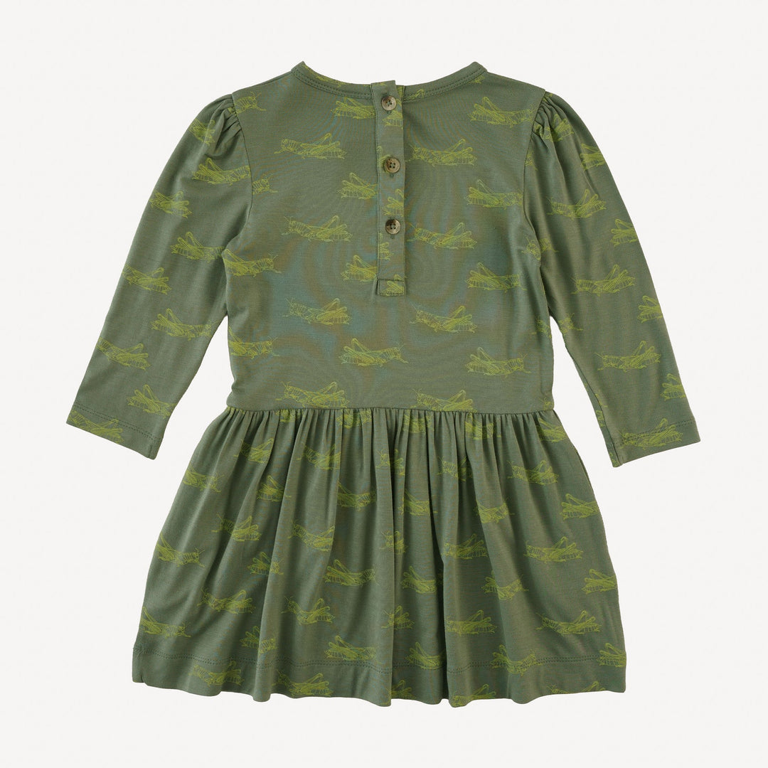 long puff sleeve drop waist dress | grasshopper | bamboo