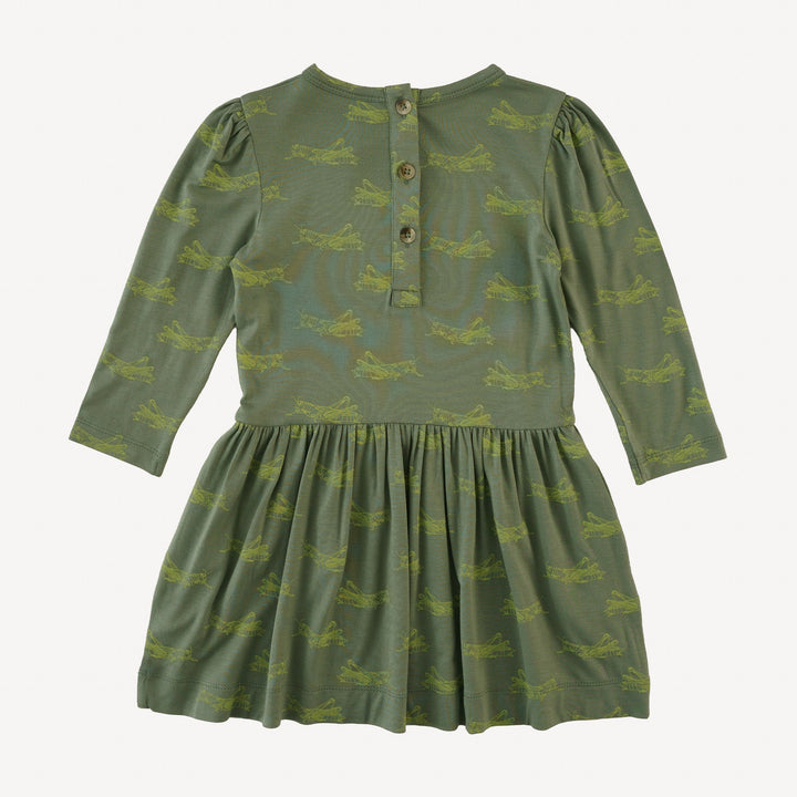 long puff sleeve drop waist dress | grasshopper | bamboo