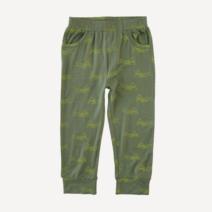 cuffed pocket jogger | grasshopper | bamboo