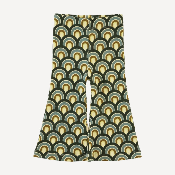 flare leg pant | green modern scallop | organic cotton interlock