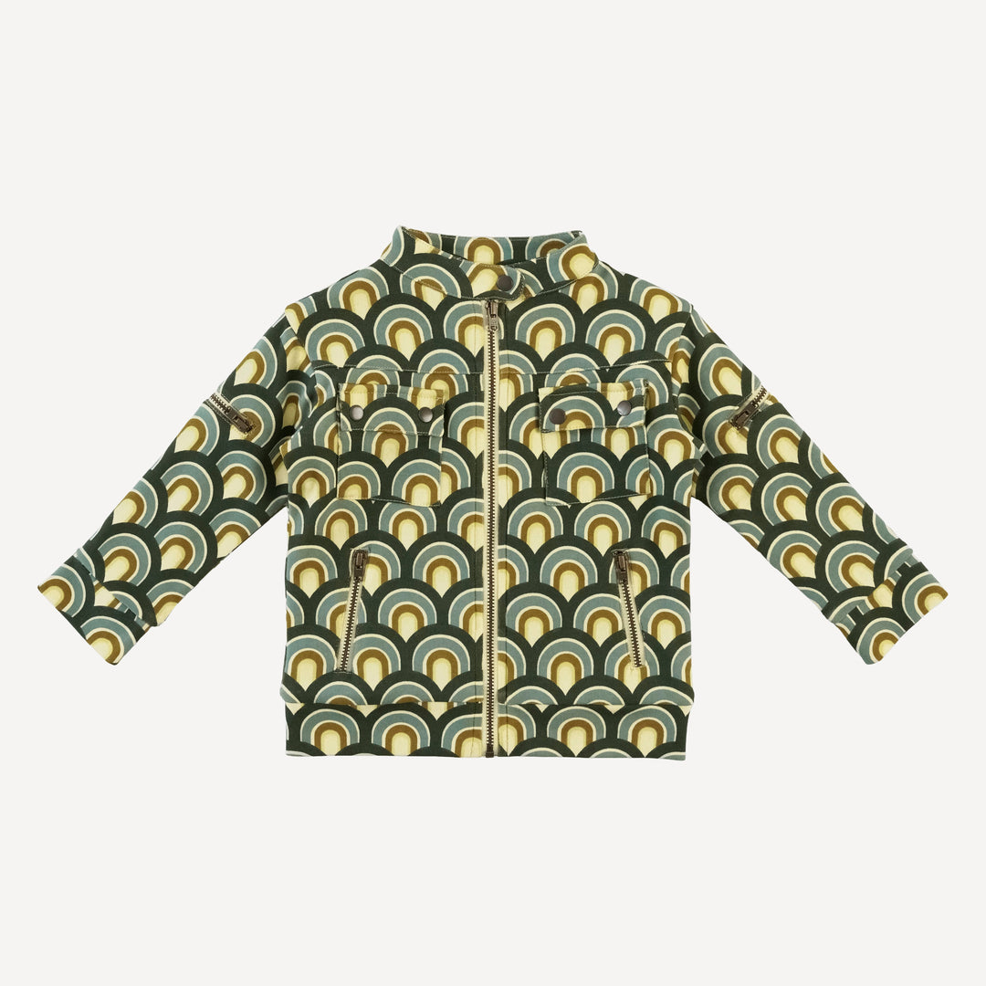 motorcycle jacket | green modern scallop | organic cotton interlock