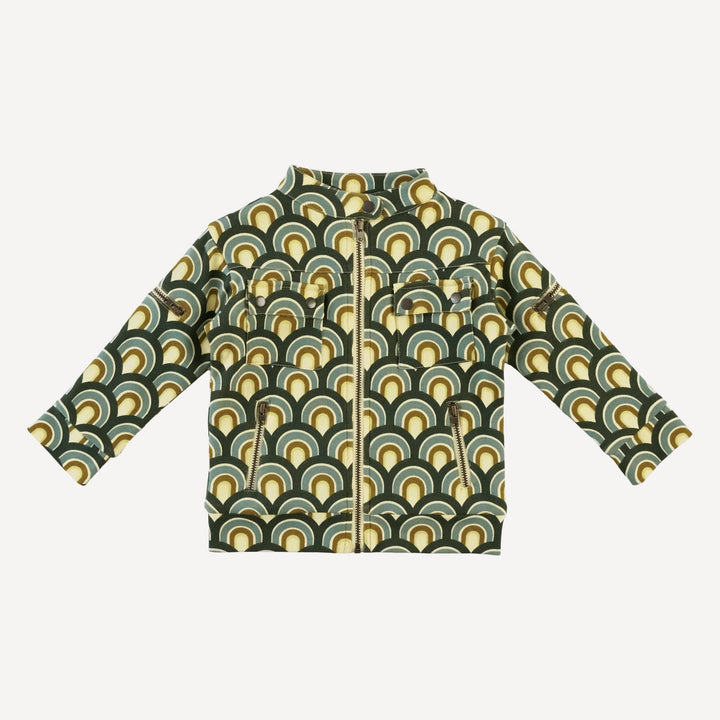 motorcycle jacket | green modern scallop | organic cotton interlock