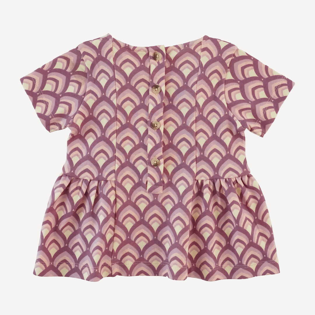 short sleeve ballerina top | mauve modern feather | organic cotton interlock
