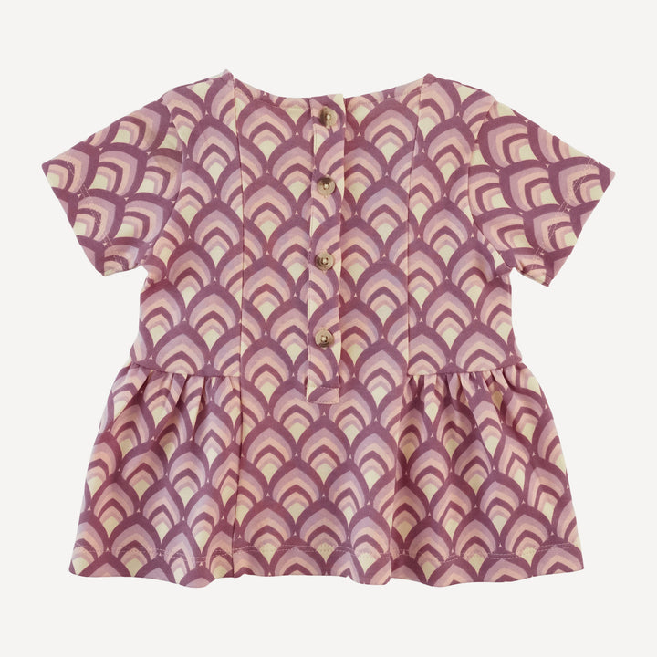 short sleeve ballerina top | mauve modern feather | organic cotton interlock