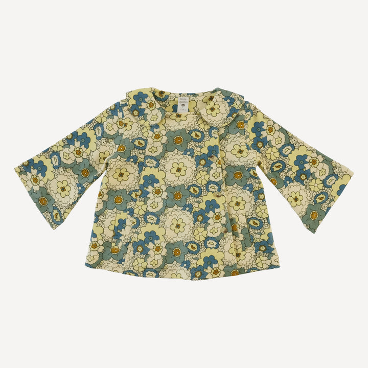 bell sleeve peter pan a-line jacket | 60s floral | organic cotton interlock