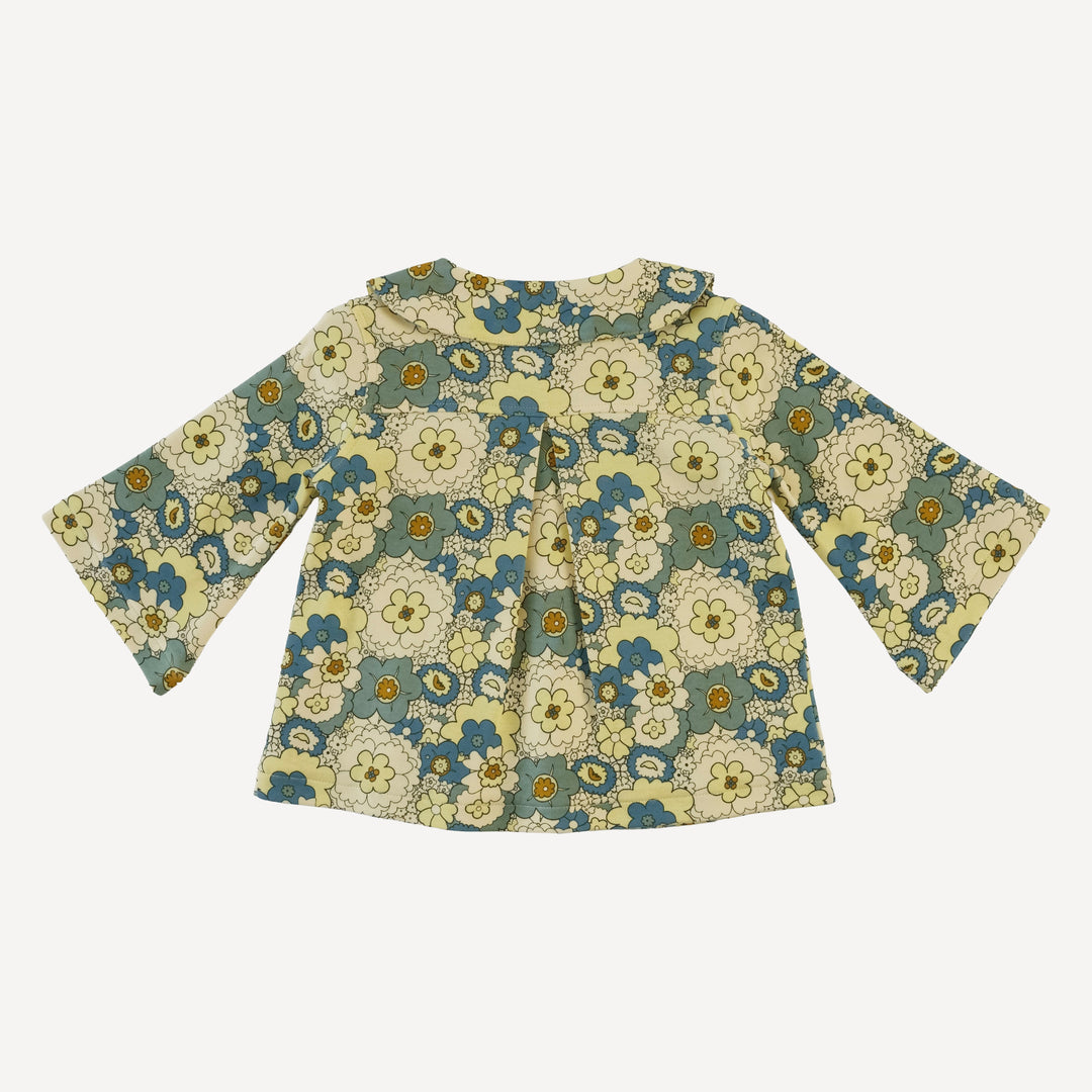 bell sleeve peter pan a-line jacket | 60s floral | organic cotton interlock