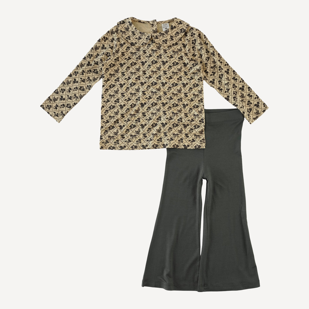long sleeve peter pan top + flare leg set | trellis floral | bamboo