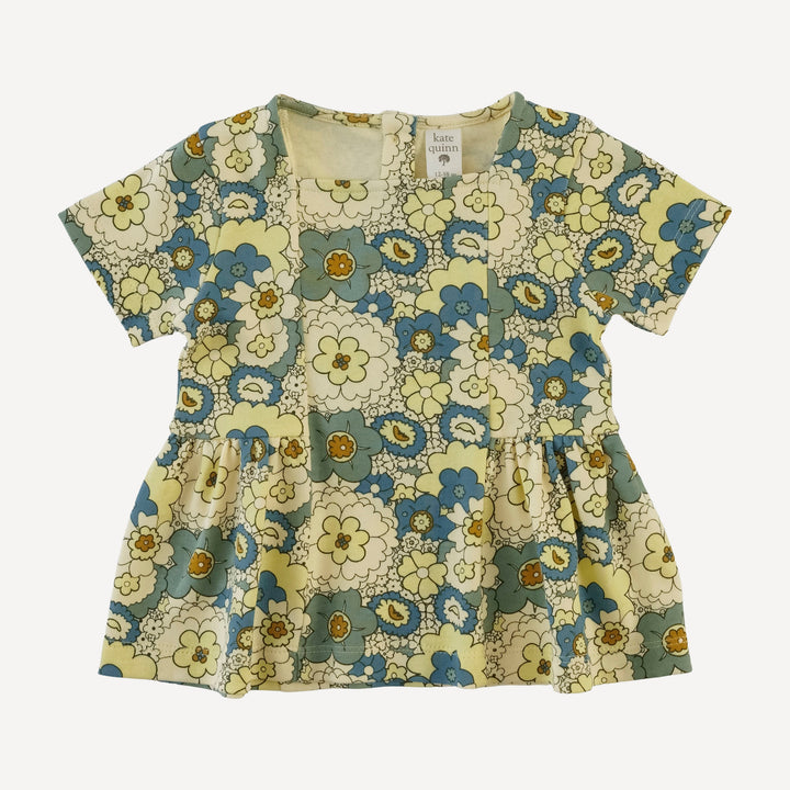 short sleeve ballerina top | 60s floral | organic cotton interlock