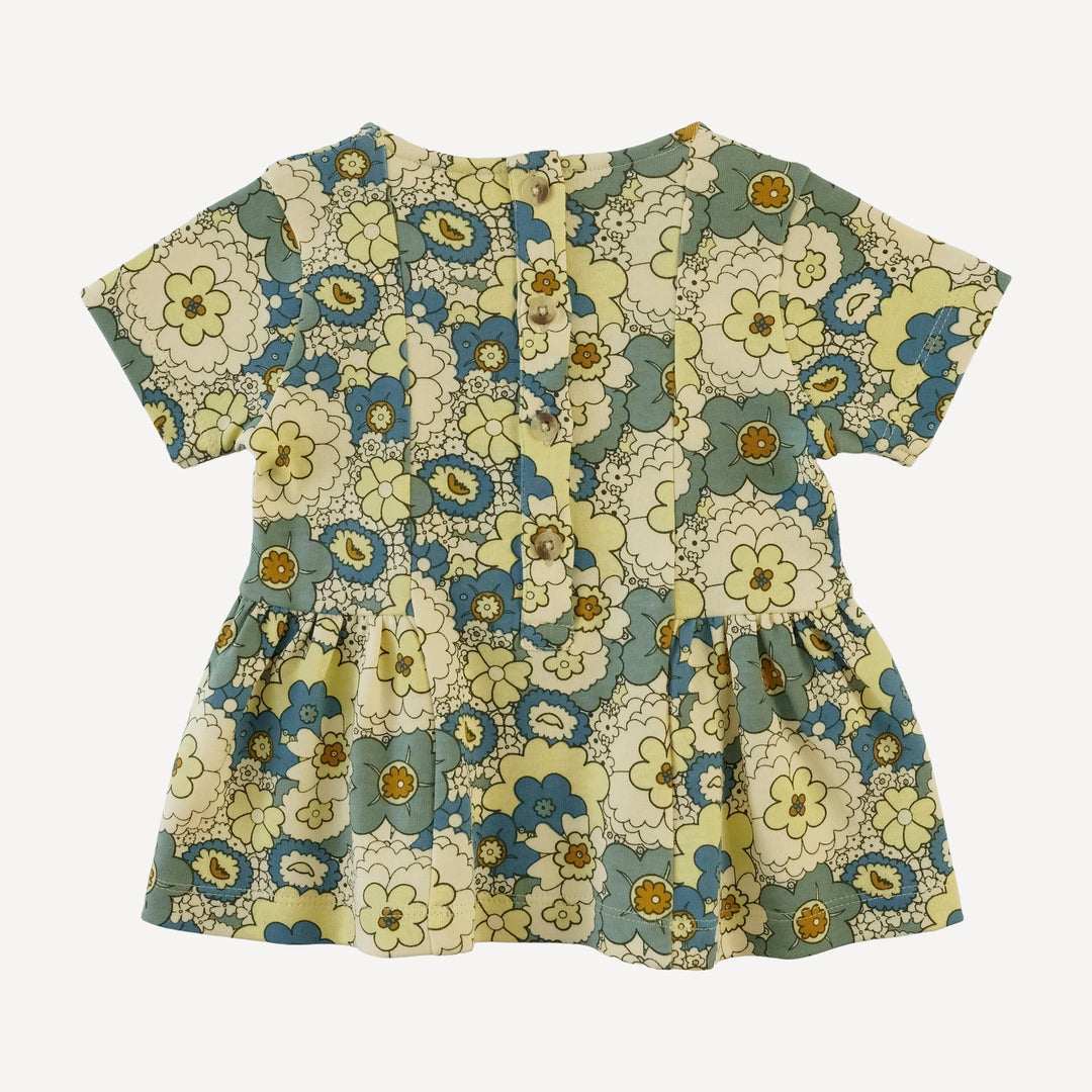 short sleeve ballerina top | 60s floral | organic cotton interlock