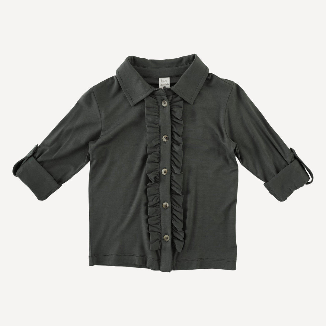 long sleeve rolled tuxedo shirt | beluga | bamboo