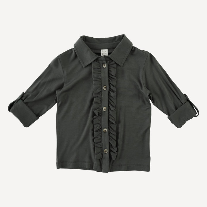 long sleeve rolled tuxedo shirt | beluga | bamboo
