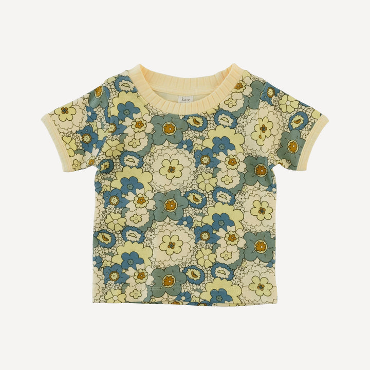 short sleeve ringer tee | 60s floral | organic cotton interlock
