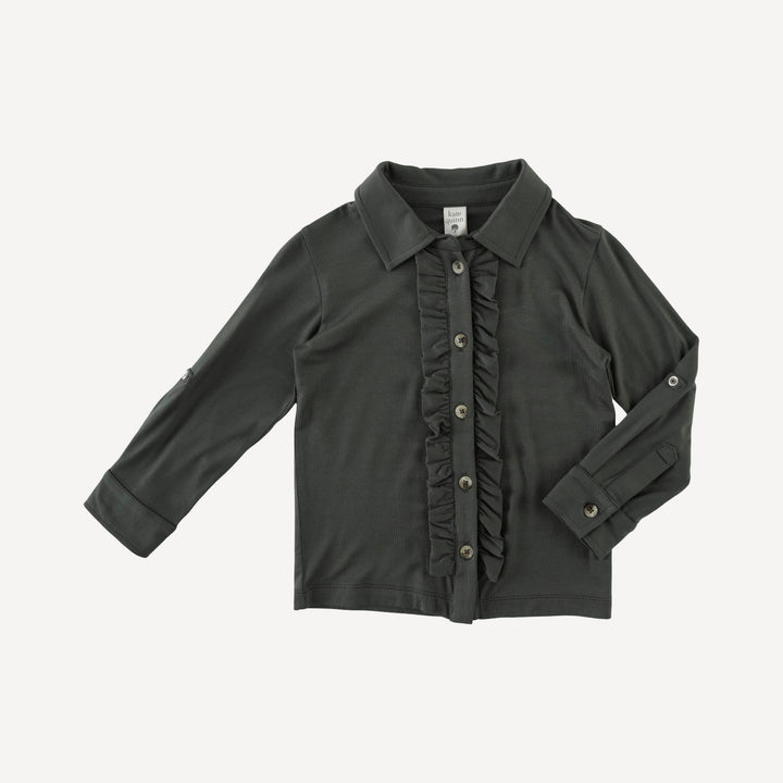 long sleeve rolled tuxedo shirt | beluga | bamboo
