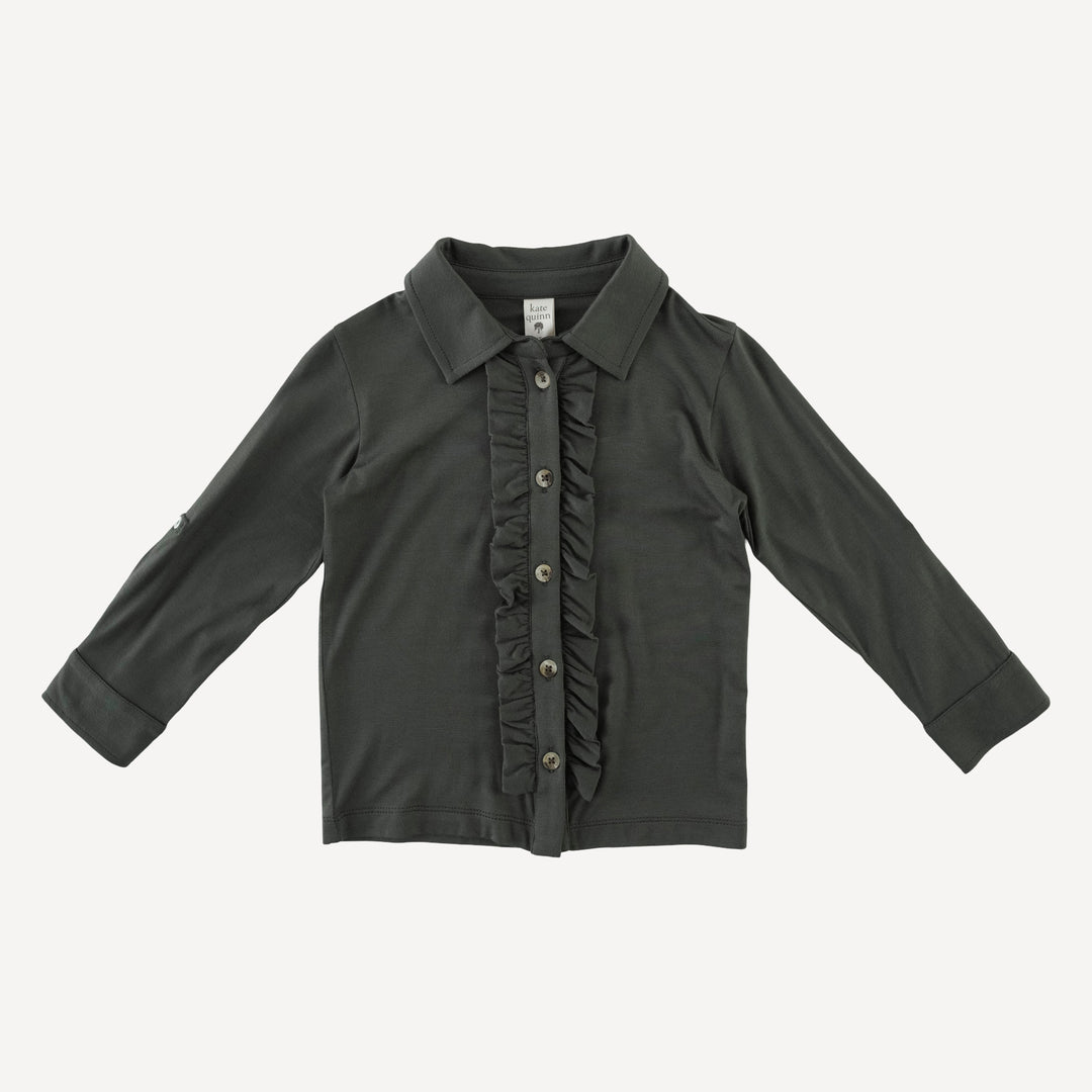 long sleeve rolled tuxedo shirt | beluga | bamboo