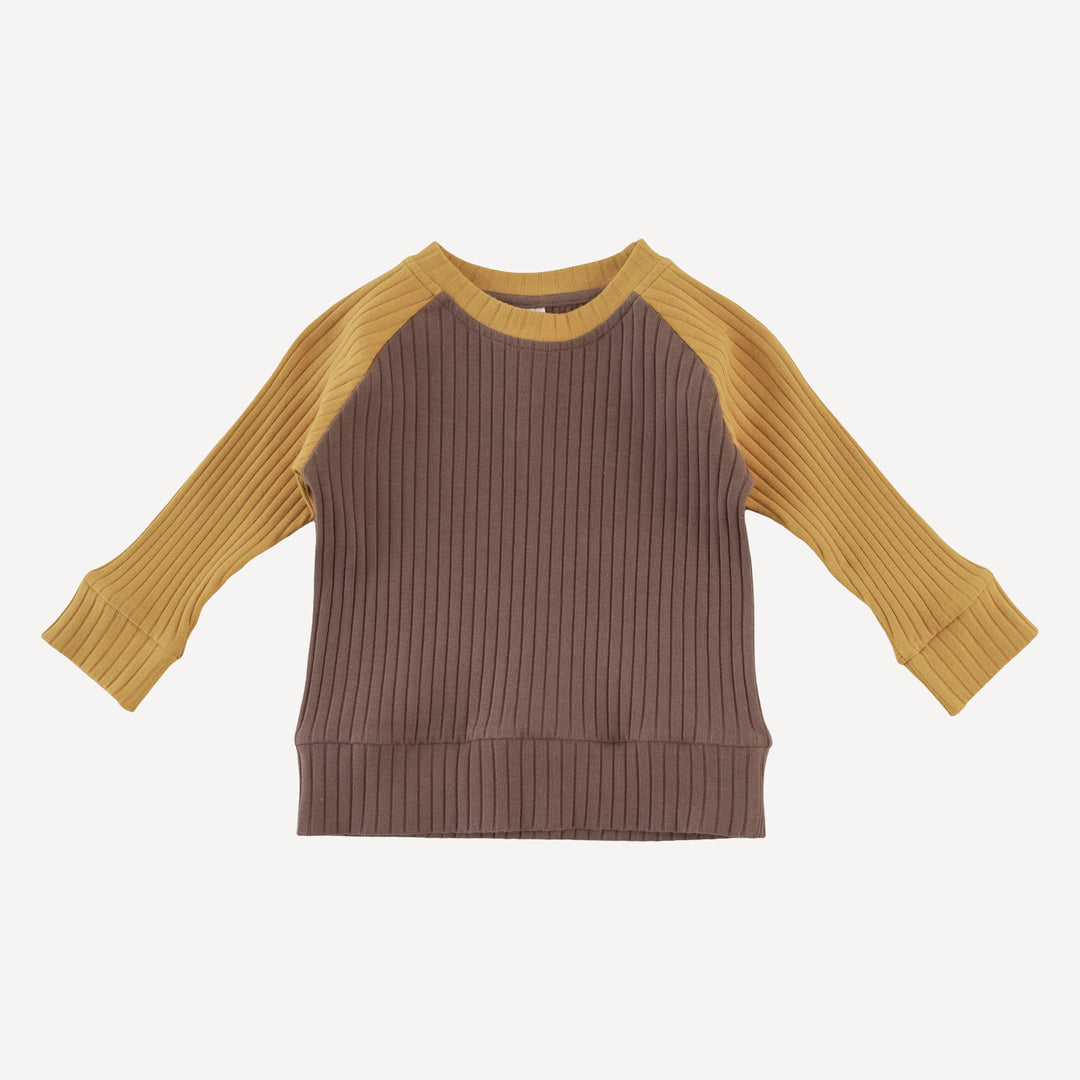 long sleeve raglan tee + relaxed jogger set | spiced chocolate | organic cotton wide rib