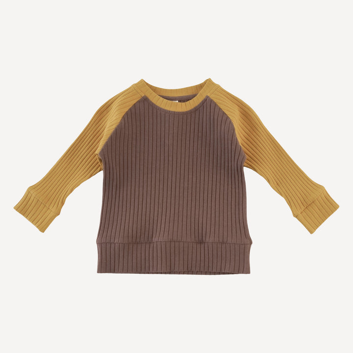 long sleeve raglan tee + relaxed jogger set | spiced chocolate | organic cotton wide rib