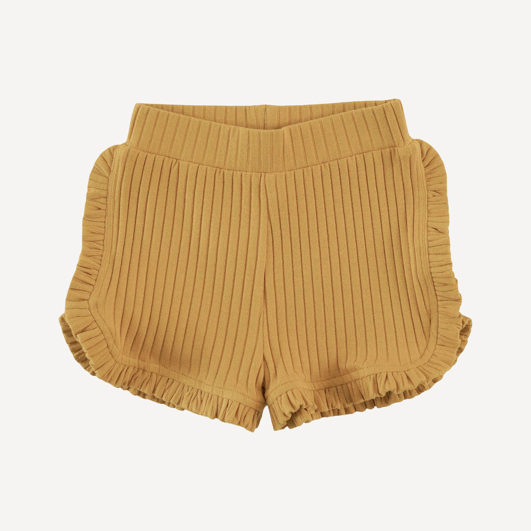 ruffle track short | honey mustard | organic cotton wide rib