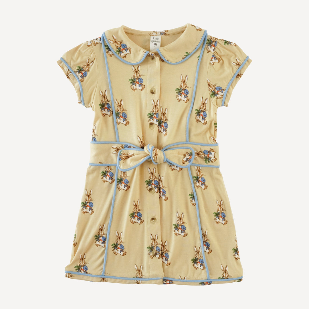 piped peter pan tie dress | peter rabbit | bamboo