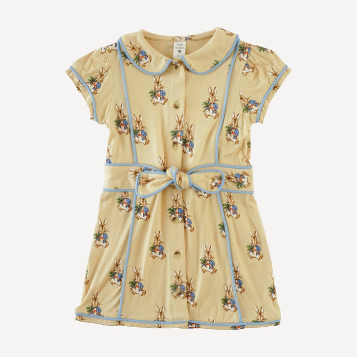 piped peter pan tie dress | peter rabbit | bamboo