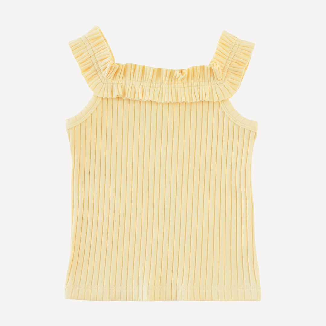 ruffle square neck tank | egg shell | organic cotton wide rib