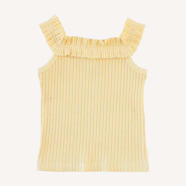 ruffle square neck tank | egg shell | organic cotton wide rib