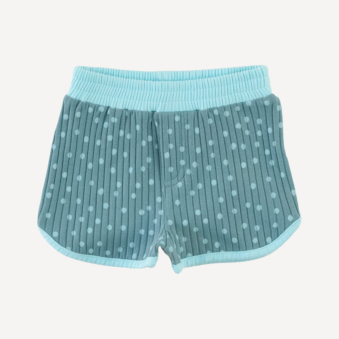 retro track short | blue dot | organic cotton wide rib