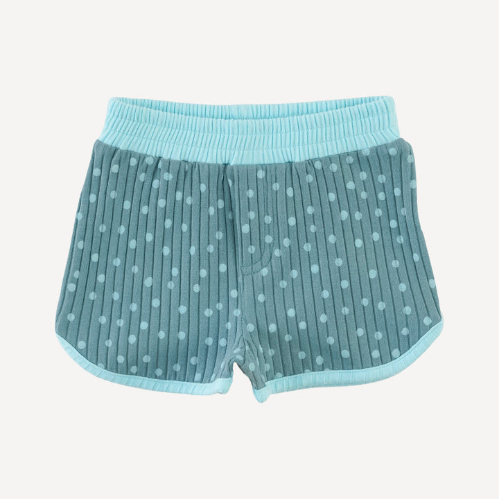 retro track short | blue dot | organic cotton wide rib