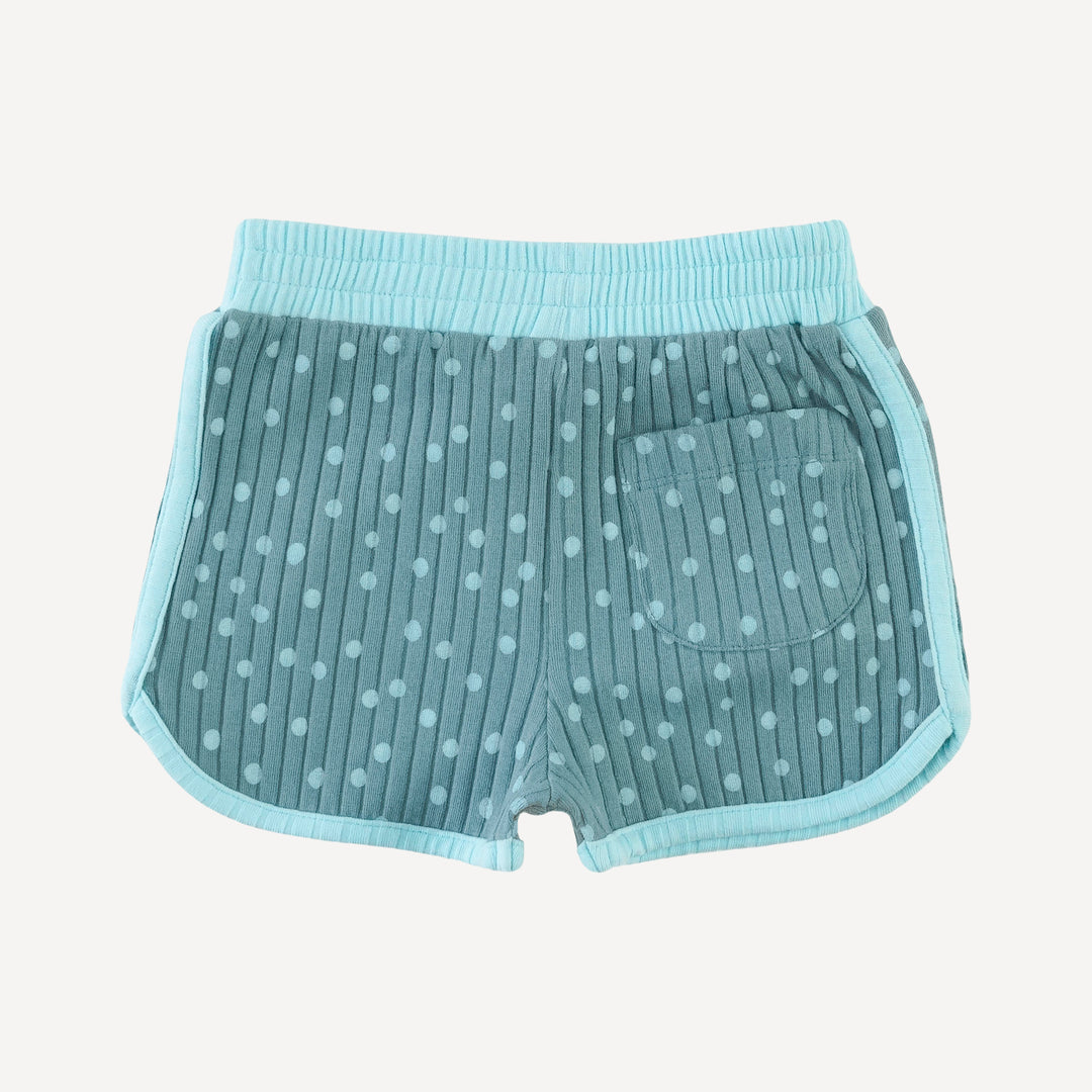 retro track short | blue dot | organic cotton wide rib