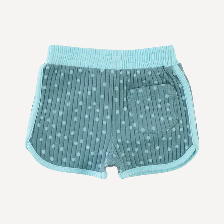 retro track short | blue dot | organic cotton wide rib