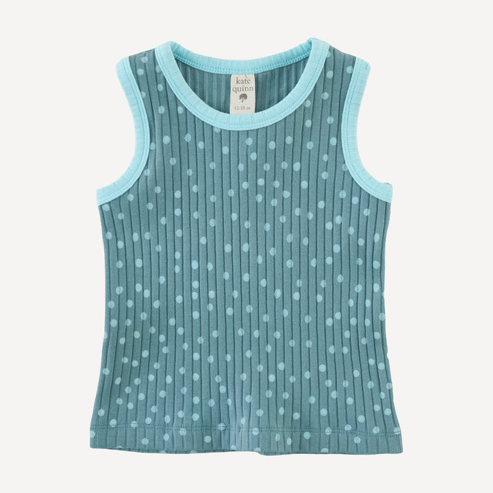 two tone racerback tank | blue dot | organic cotton wide rib
