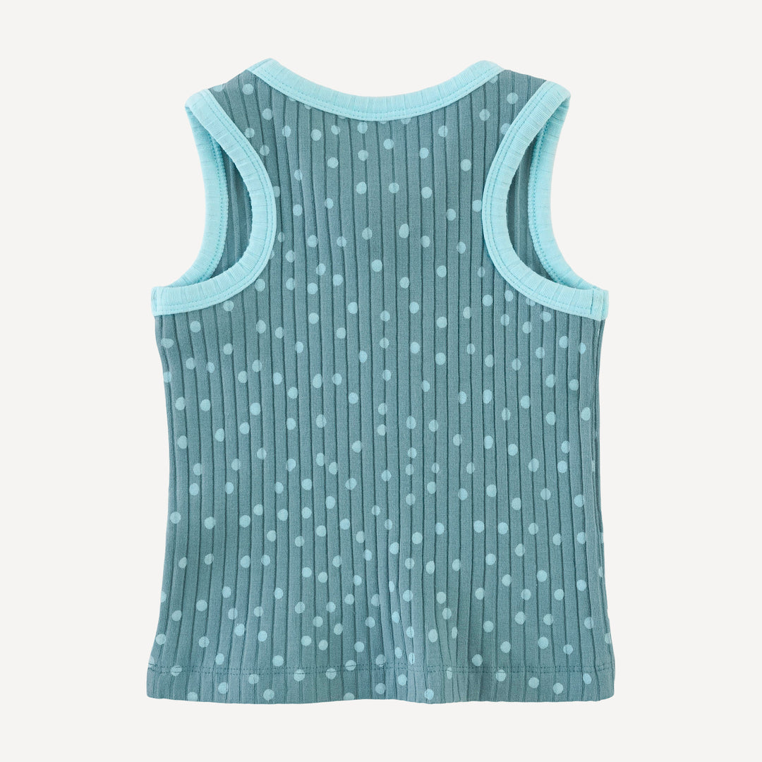 two tone racerback tank | blue dot | organic cotton wide rib