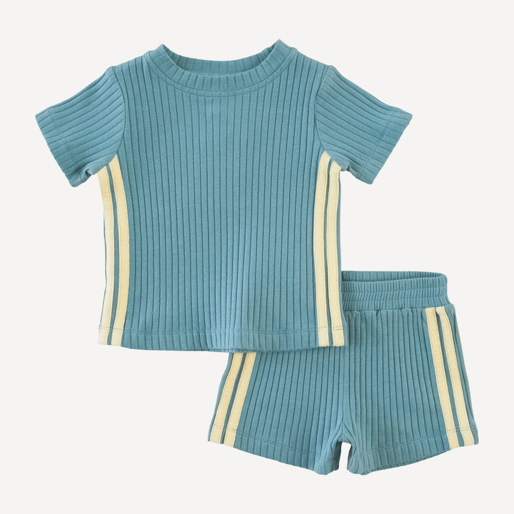 andrew short set | blue smoke | organic cotton wide rib