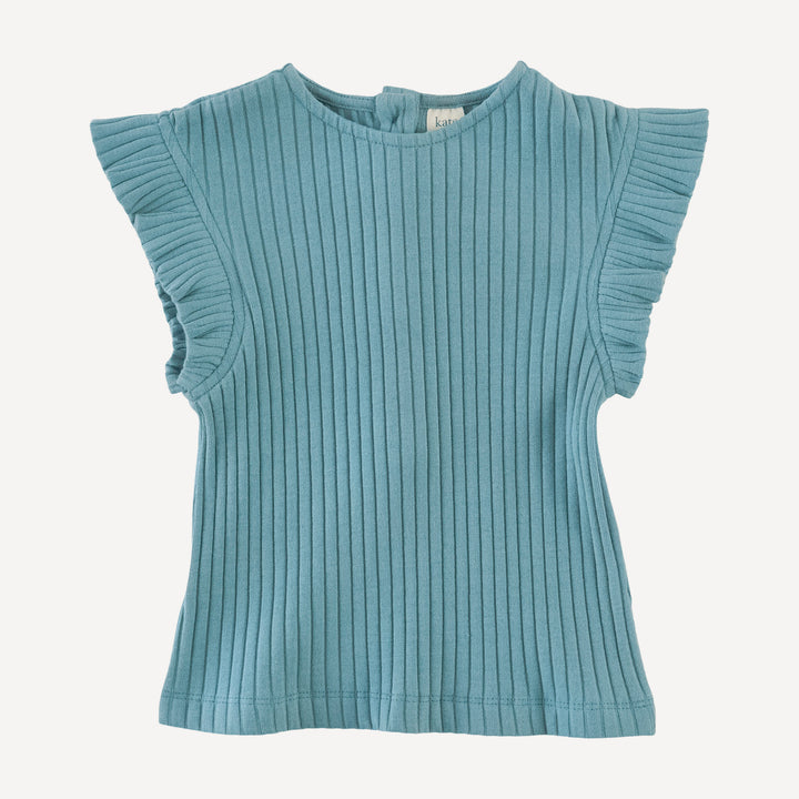 retro flutter tee | blue smoke | organic cotton wide rib