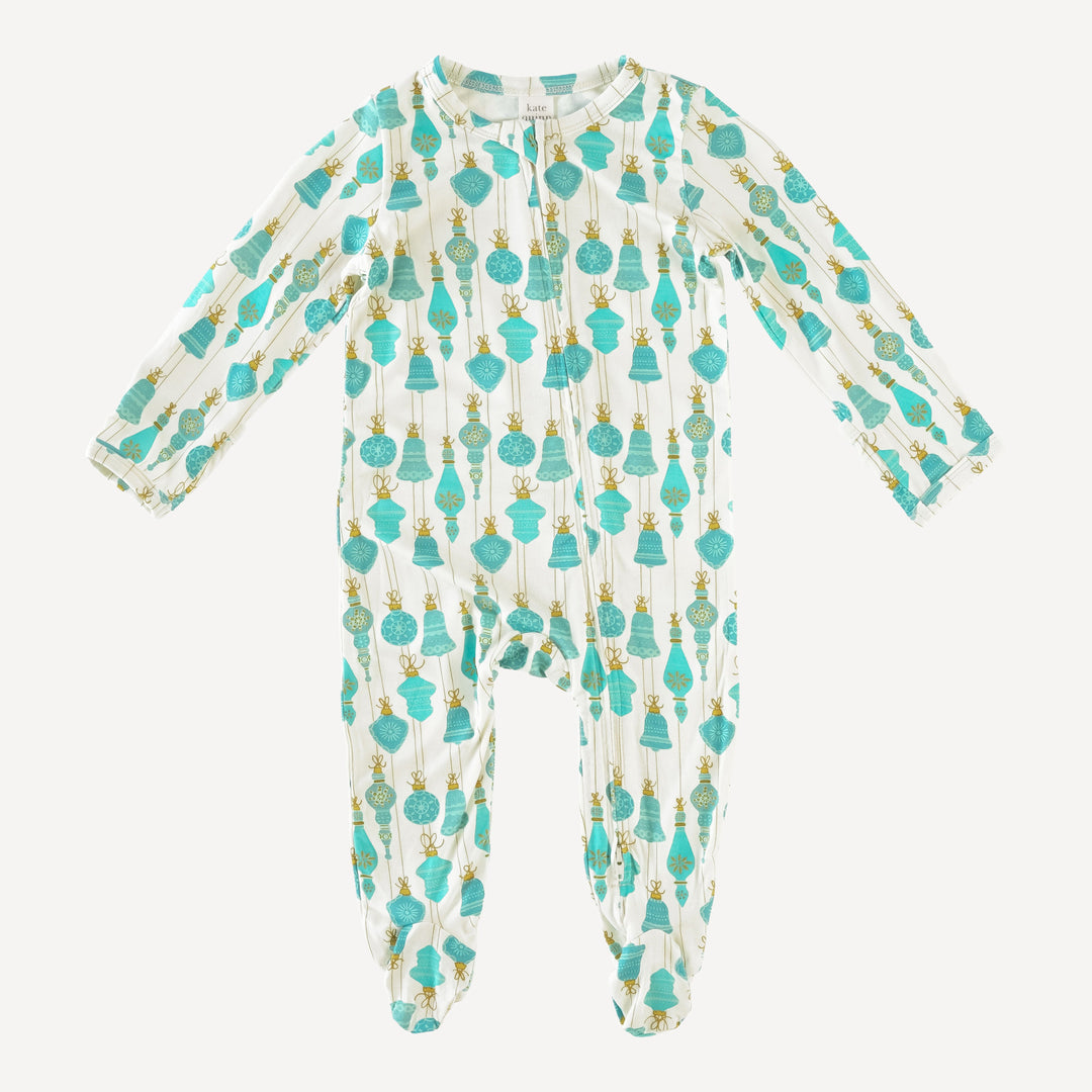 long sleeve zipper footie | aqua vintage ornaments | bamboo