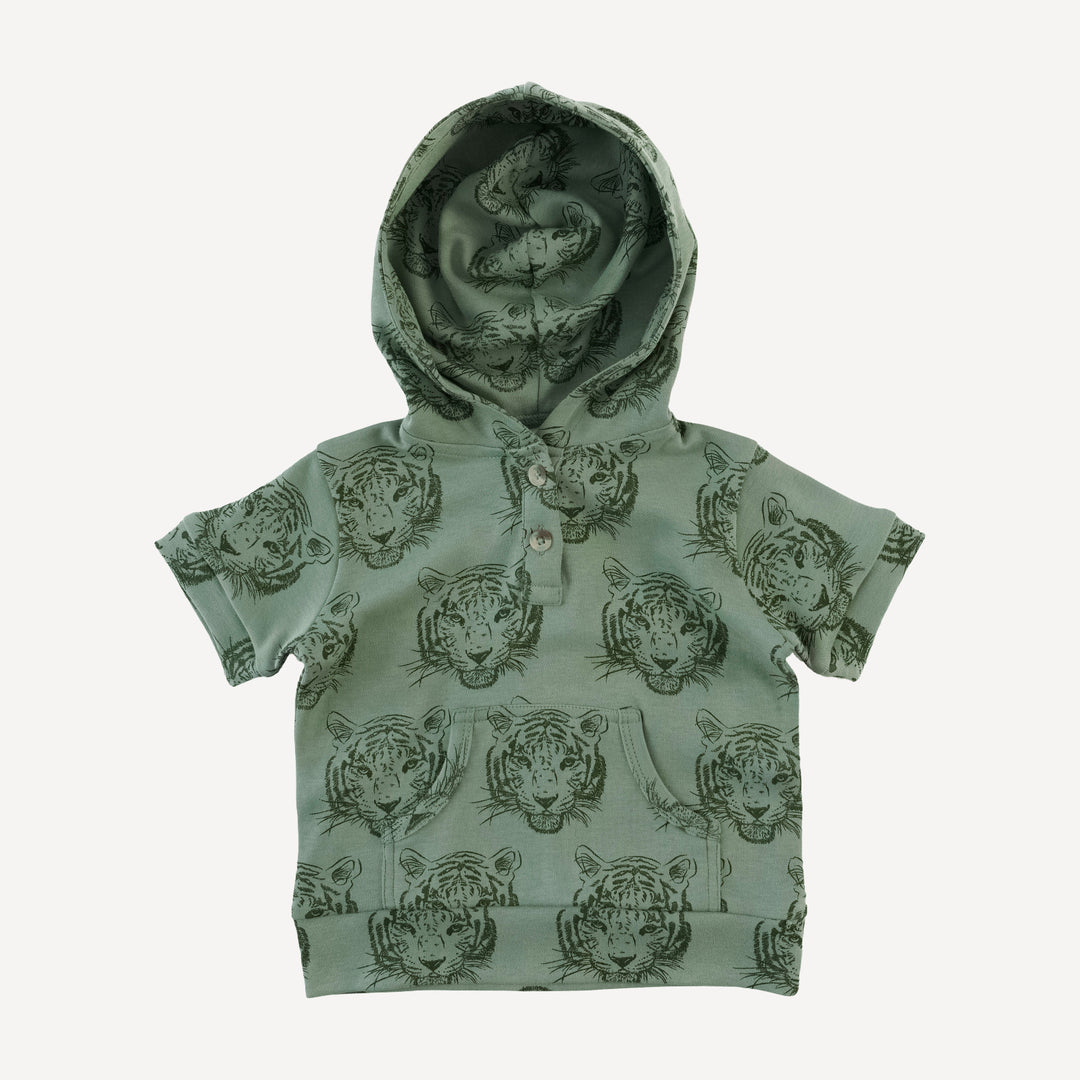 short sleeve henley pocket hoodie | iceberg tigers | organic cotton interlock