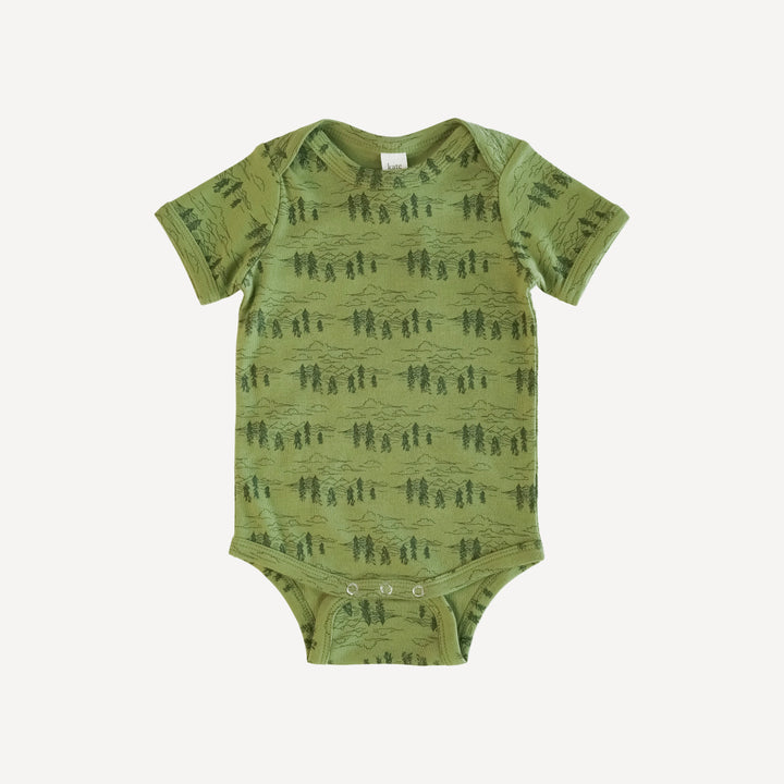 short sleeve lap neck bodysuit | little mountain | organic cotton interlock