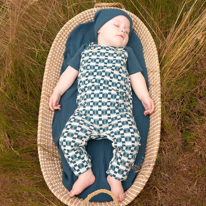 country cuffed jumpsuit | blue graphic | organic cotton jersey