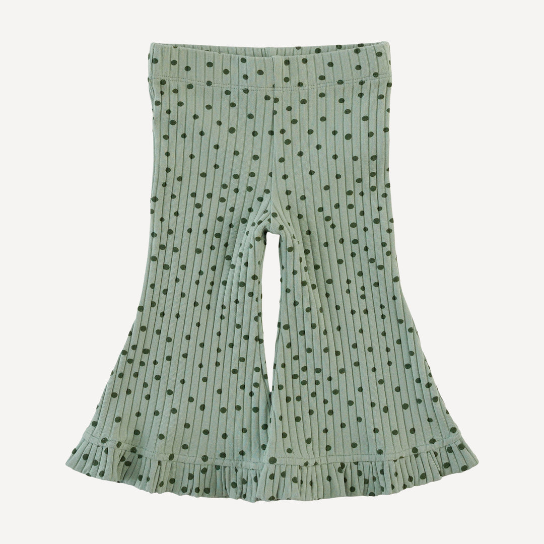 short sleeve cropped ruffle tee + flare pant set | iceberg dot | organic cotton wide rib