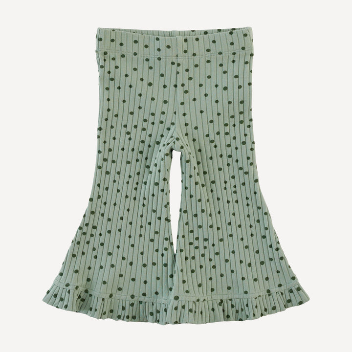 short sleeve cropped ruffle tee + flare pant set | iceberg dot | organic cotton wide rib