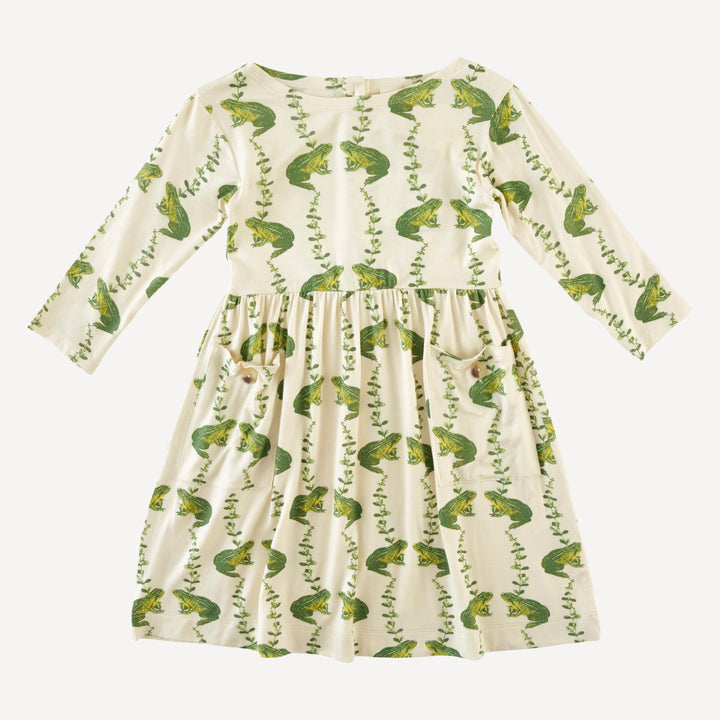 long sleeve patch pocket dress | garden frog | bamboo
