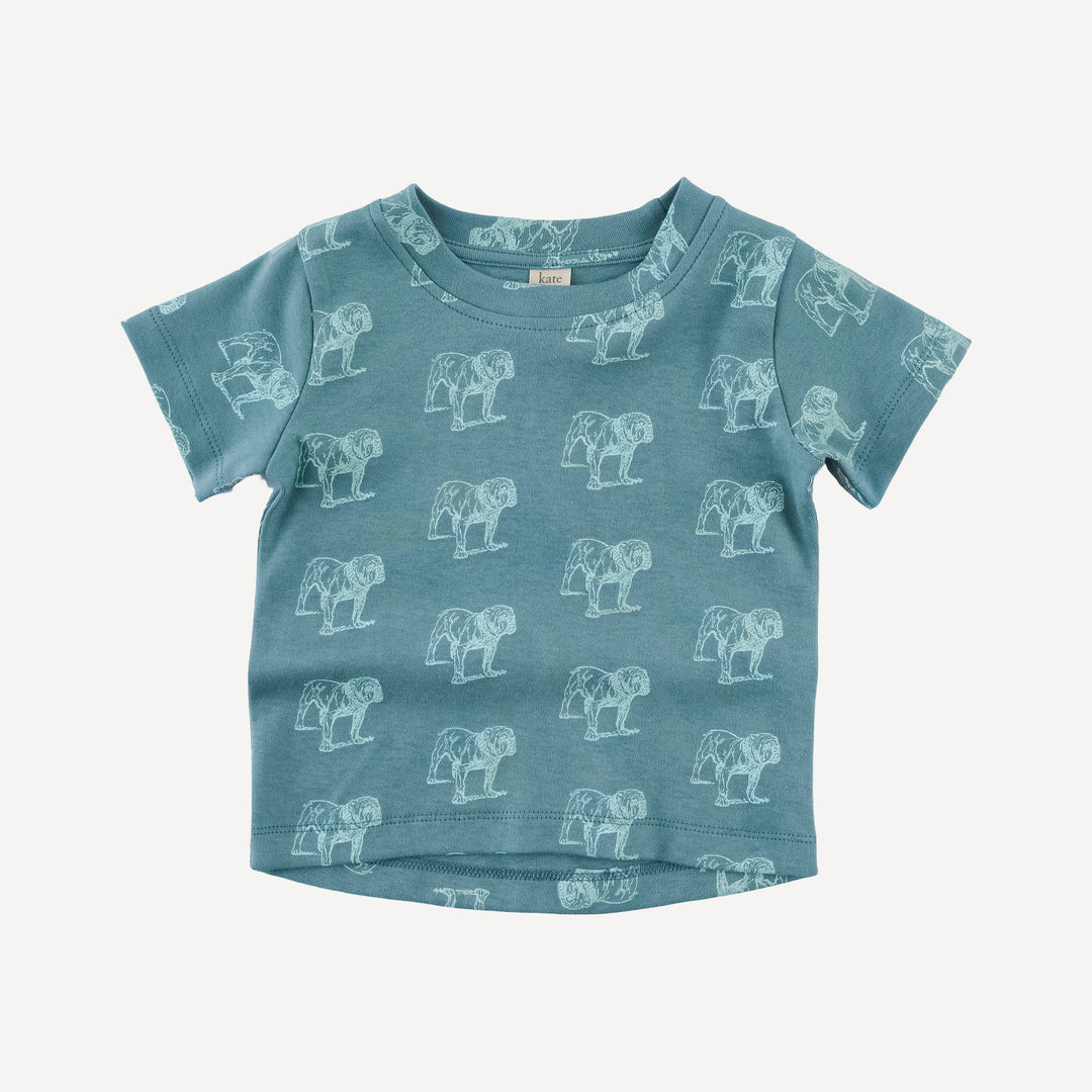 short sleeve essential boxy tee | blue bulldog | organic cotton interlock