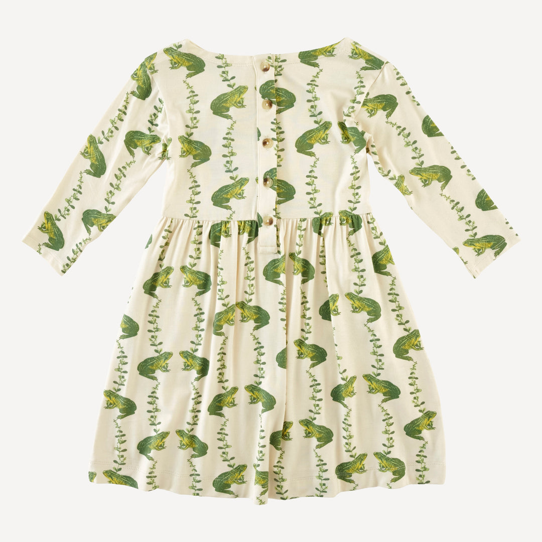 long sleeve patch pocket dress | garden frog | bamboo