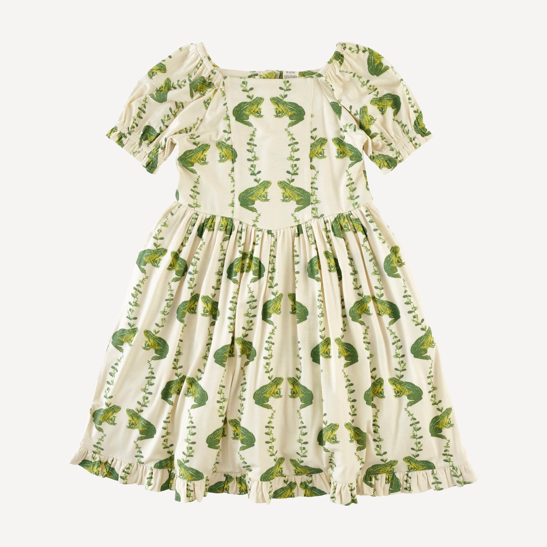 short sleeve puff sleeve v waist princess dress | garden frog | bamboo