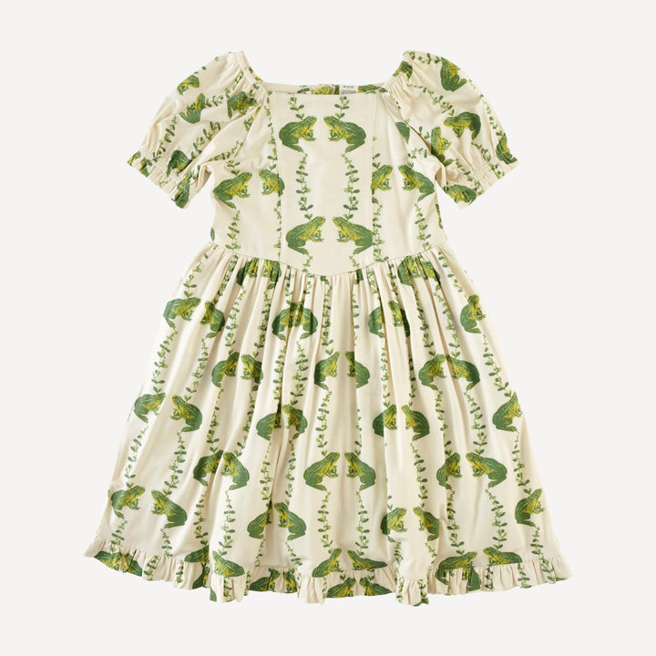 short sleeve puff sleeve v waist princess dress | garden frog | bamboo