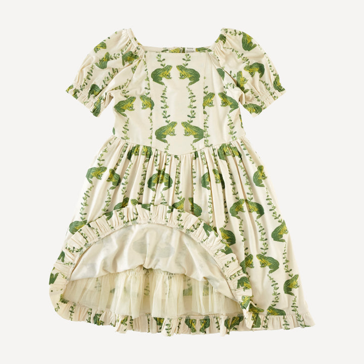short sleeve puff sleeve v waist princess dress | garden frog | bamboo