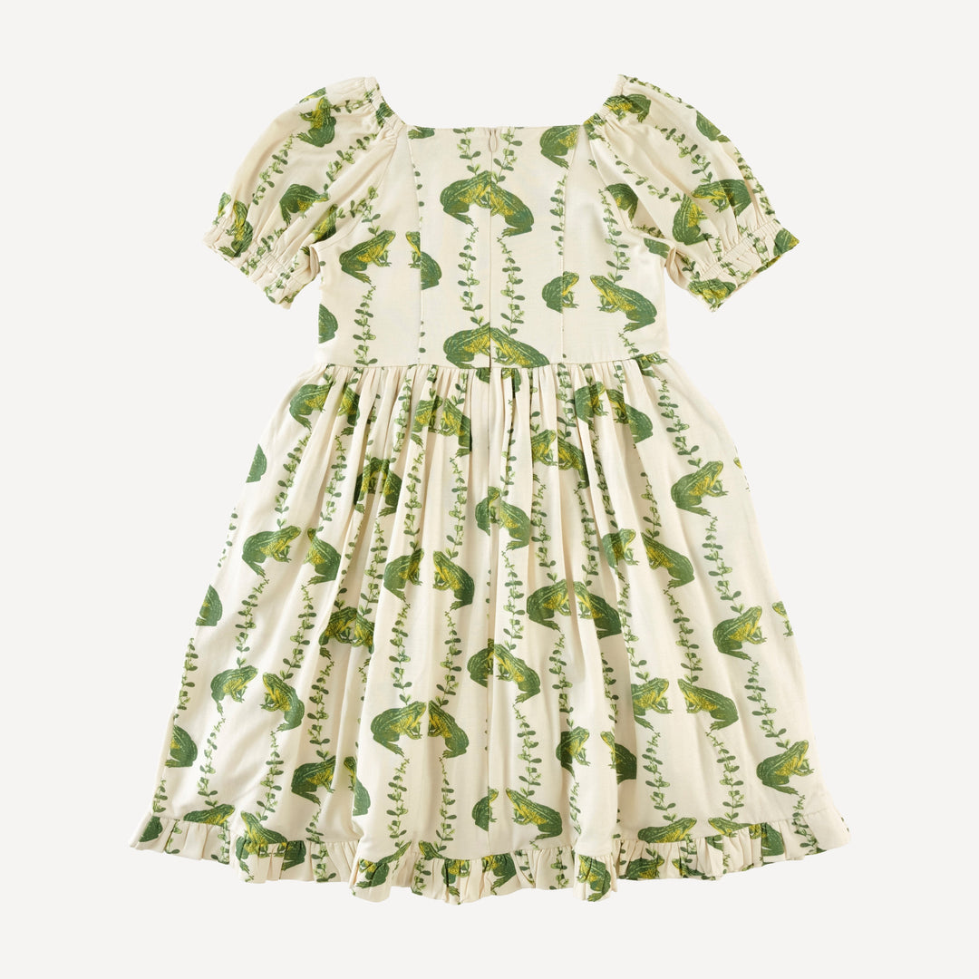short sleeve puff sleeve v waist princess dress | garden frog | bamboo