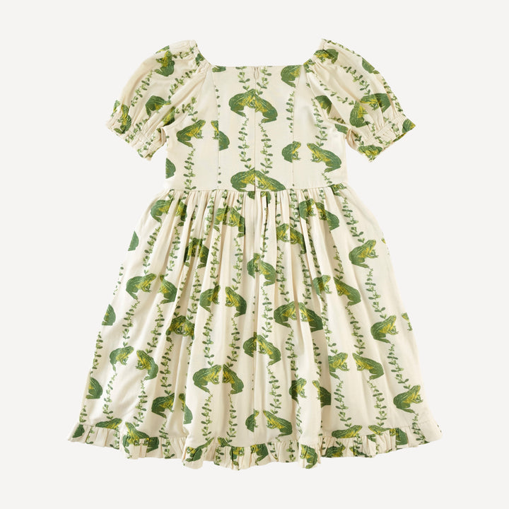 short sleeve puff sleeve v waist princess dress | garden frog | bamboo