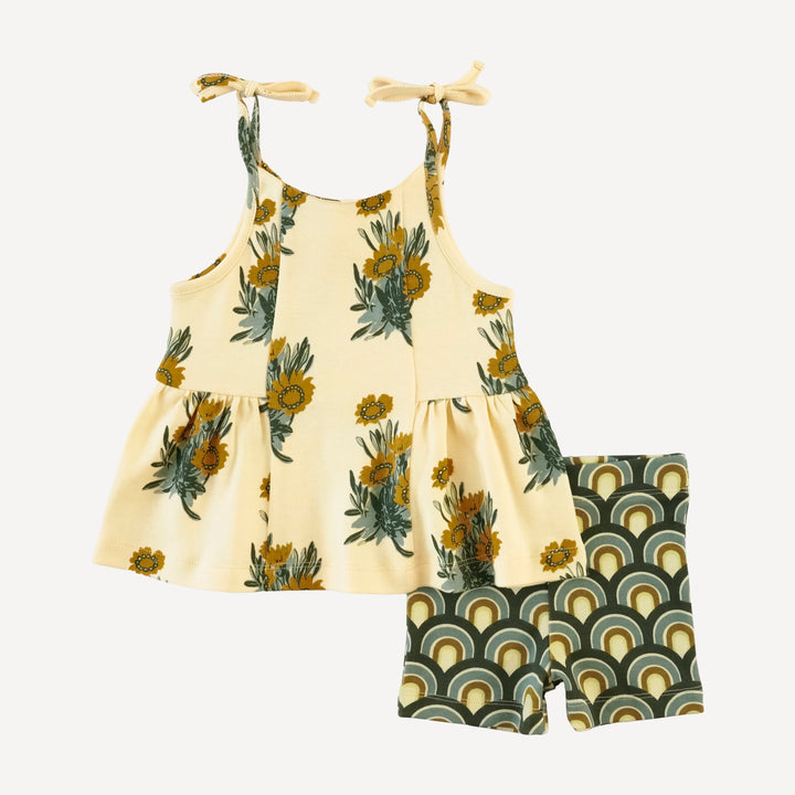 spaghetti tie ballerina top + short set | calendula | organic cotton interlock